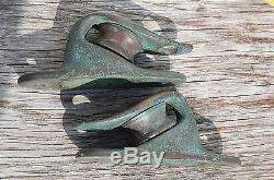 Sail Boat OPEN LEAD BLOCKS Vintage Bronze Large Sheaves No Reserve