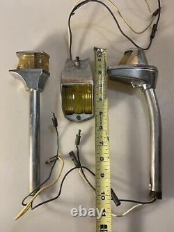 Set Of 3 Vintage Chrome Boat Lights / Nautical Lighting Parts