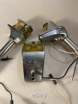 Set Of 3 Vintage Chrome Boat Lights / Nautical Lighting Parts