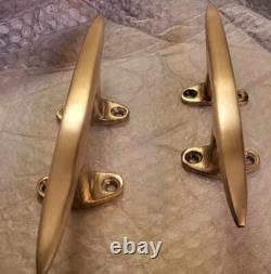 Set Of Large 10 Matching Bronze Cleats Vintage Boat Parts Perfect Condition