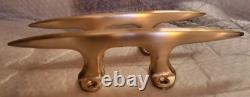 Set Of Large 10 Matching Bronze Cleats Vintage Boat Parts Perfect Condition