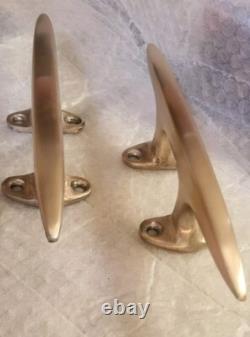 Set Of Large 10 Matching Bronze Cleats Vintage Boat Parts Perfect Condition