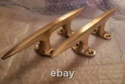 Set Of Large 10 Matching Bronze Cleats Vintage Boat Parts Perfect Condition
