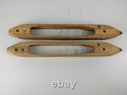Set of 2 Vintage Antique Loom Wooden Shuttle Boat For Weaving 17 Missing Parts