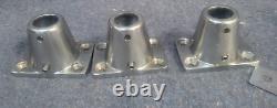 Set of 3 stanchion bases boat parts stainless steel exilent condition vintage Set of 3 stanchion bases boat parts stainless steel exilent condition vintage