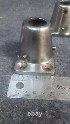 Set of 3 stanchion bases boat parts stainless steel exilent condition vintage