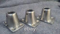 Set of 3 stanchion bases boat parts stainless steel exilent condition vintage