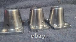 Set of 3 stanchion bases boat parts stainless steel exilent condition vintage