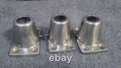 Set of 3 stanchion bases boat parts stainless steel exilent condition vintage