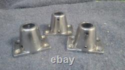 Set of 3 stanchion bases boat parts stainless steel exilent condition vintage