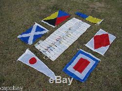 Set of 40 VINTAGE SHIPS SIGNAL FLAGS wDUFFLE-SEWN-WOODEN TOGGLES-12 Photos-L@@K