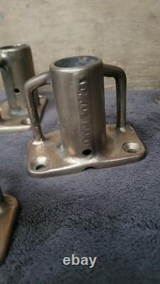 Stanchion Bace Plates 4 Bronze Vintage Lewmar 1 Pipe Boat Parts Stanchions