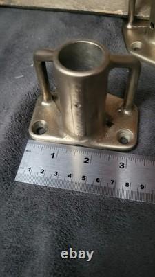 Stanchion Bace Plates 4 Bronze Vintage Lewmar 1 Pipe Boat Parts Stanchions