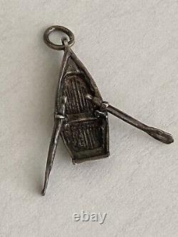 Sterling Silver Vintage Charm Row Boat Mechanical Articulated 1.5 g(22-17)