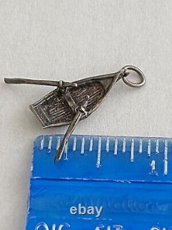 Sterling Silver Vintage Charm Row Boat Mechanical Articulated 1.5 g(22-17)