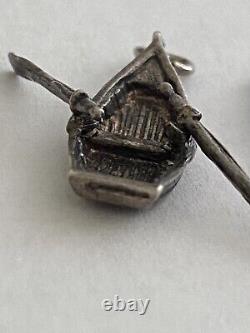 Sterling Silver Vintage Charm Row Boat Mechanical Articulated 1.5 g(22-17)