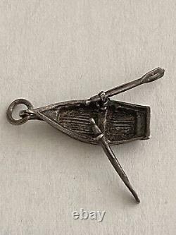Sterling Silver Vintage Charm Row Boat Mechanical Articulated 1.5 g(22-17)