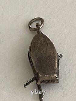 Sterling Silver Vintage Charm Row Boat Mechanical Articulated 1.5 g(22-17)