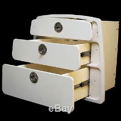 TRACKER MARINE ANTIQUE WHITE BOAT LOCKING CABINET STORAGE BOX With KEY