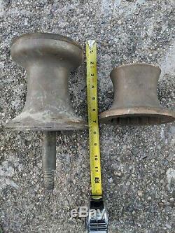 Two Vintage Brass Boat Deck Capstan Winch Parts Tugboat Marine 16.5 Lbs