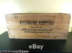 VINTAGERARE EVINRUDE OUTBOARD MOTOR WOODEN SHIPPING ADVERTISING BOX CRATE