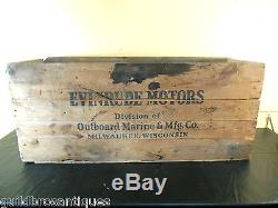 VINTAGERARE EVINRUDE OUTBOARD MOTOR WOODEN SHIPPING ADVERTISING BOX CRATE