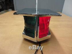 Vintage 1950's Or 60's Boat Bow Light With Pennant Shaft Red And Green Lenses Nr