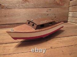 VINTAGE 1950's BATTERY POWERED WOOD TOY MODEL BOAT PARTS