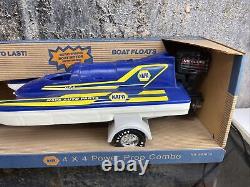 VINTAGE 1994 NYLINT NAPA PRESSED STEEL TOYS 4X4 POWER PROP COMBO SUV & BOAT new