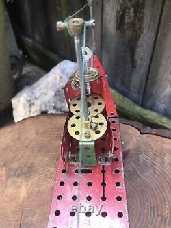 VINTAGE 20th century MECCANO BATTLESHIP red green hand made metal bluebird toy