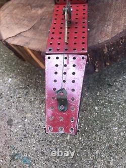 VINTAGE 20th century MECCANO BATTLESHIP red green hand made metal bluebird toy