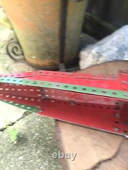 VINTAGE 20th century MECCANO BATTLESHIP red green hand made metal bluebird toy