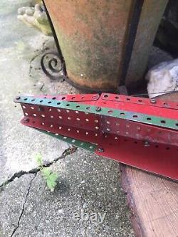 VINTAGE 20th century MECCANO BATTLESHIP red green hand made metal bluebird toy