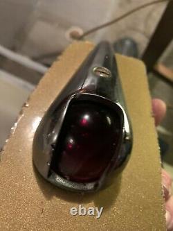 VINTAGE BRONZE TEARDROP RUNNING LIGHTS Red Glass Boat Marine Parts Chris Craft