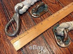 VINTAGE, HEAVILY MADE GALLEY BELT, STRAP, TETHER WithBRONZE FITTINGS NICE PATINA