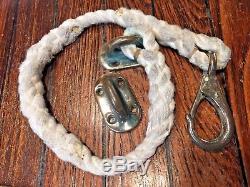 VINTAGE, HEAVILY MADE GALLEY BELT, STRAP, TETHER WithBRONZE FITTINGS NICE PATINA