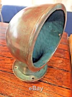 VINTAGE HEAVY CAST BRONZE COWL DECK VENT 8 TALL WithDECK FLANGE NICE PATINA