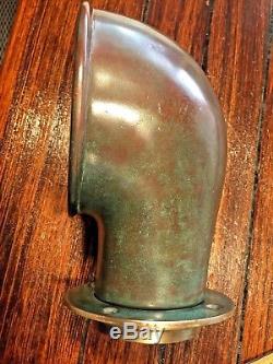 VINTAGE HEAVY CAST BRONZE COWL DECK VENT 8 TALL WithDECK FLANGE NICE PATINA