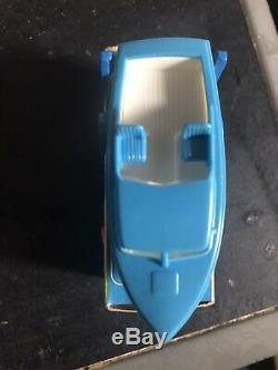 VINTAGE LESNEY MATCHBOX Blue Boat and Trailer No. #9 White Hull England Parts