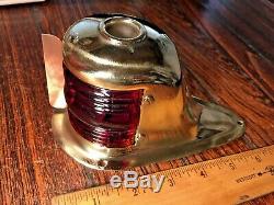 VINTAGE PERKO POLISHED BRASS COMBO RED/GREEN BOW LIGHT GLASS REWIRED WithLED BULB