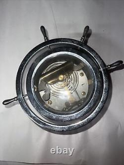 VINTAGE SETH THOMAS NICKEL or Chrom 8PLATED MARINE CLOCK CASE for Parts. 186