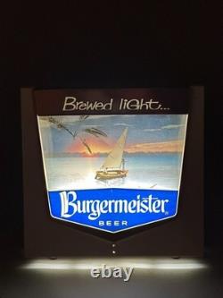VTG Burgermeister Beer Brewed Light Sign 3D Motion Boat on Water FOR PARTS Works
