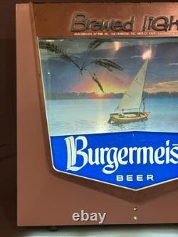 VTG Burgermeister Beer Brewed Light Sign 3D Motion Boat on Water FOR PARTS Works