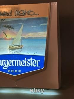 VTG Burgermeister Beer Brewed Light Sign 3D Motion Boat on Water FOR PARTS Works