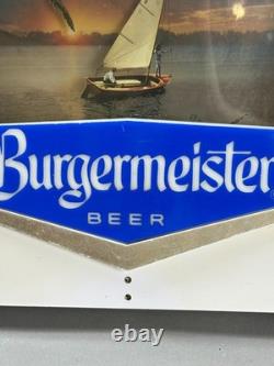 VTG Burgermeister Beer Brewed Light Sign 3D Motion Boat on Water FOR PARTS Works