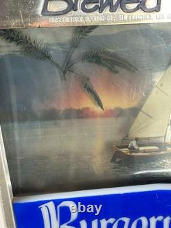 VTG Burgermeister Beer Brewed Light Sign 3D Motion Boat on Water FOR PARTS Works