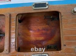 Vintage 16 Wooden Powered Boat For Restoration! Note Detail Parts