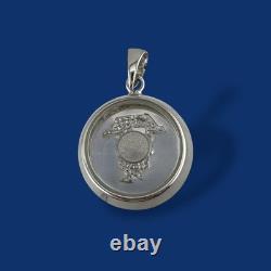 Vintage 18K White Gold Sailboat Pendant in Faceted Crystal Moving Design