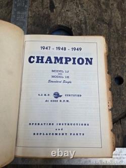 Vintage 1946-1956 Champion Outboard Boat Motor Master Manual / Parts List
