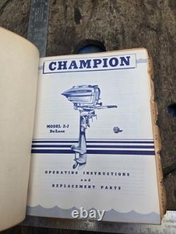 Vintage 1946-1956 Champion Outboard Boat Motor Master Manual / Parts List